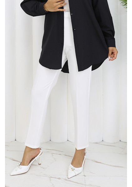 Düz Paça Pantolon 1154-05 Beyaz modelleri