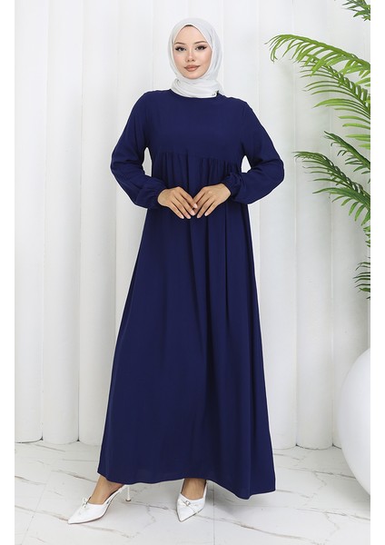 Belden Büzgülü Elbise 4102-02 Lacivert