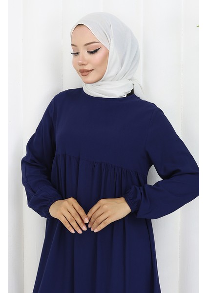 Belden Büzgülü Elbise 4102-02 Lacivert modelleri