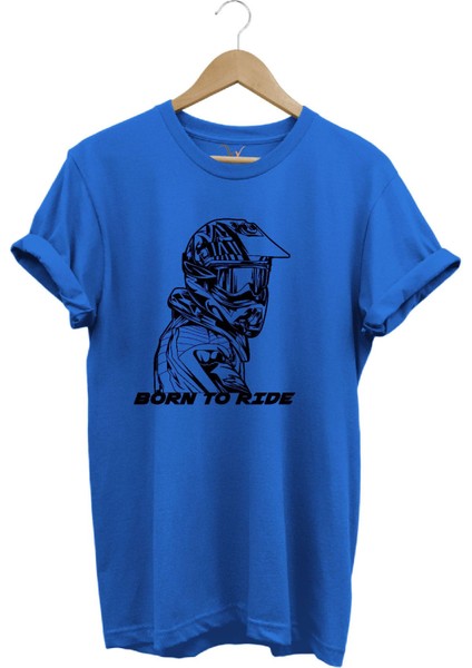 Motorcu Özel Tasarım Hediyelik Born To Ride Baskılı Yazlık %100 Pamuk Tişört