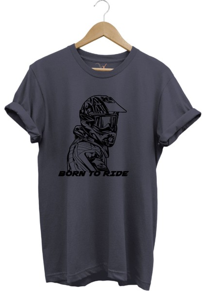 Motorcu Özel Tasarım Hediyelik Born To Ride Baskılı Yazlık %100 Pamuk Tişört