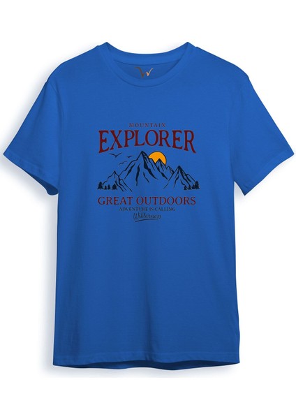Mountain Explorer Dağcı Gezgin-Araştırmacı Regular Fit %100 Pamuk Bisiklet Yaka T-Shirt