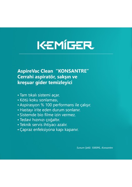 Aspirevac Clean – Cerrahi Aspiratör ve Sakşın Temizleyici (1000ML) fiyatları