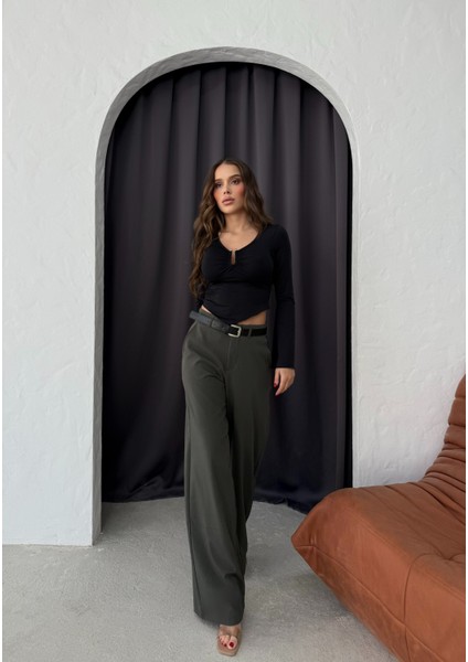 Haki Kemerli Pantolon