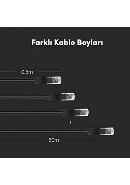 Cat6 Ethernet Kablosu, 20 Metre, Siyah