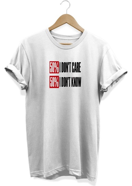 I Don't Care Baskılı T-Shirt