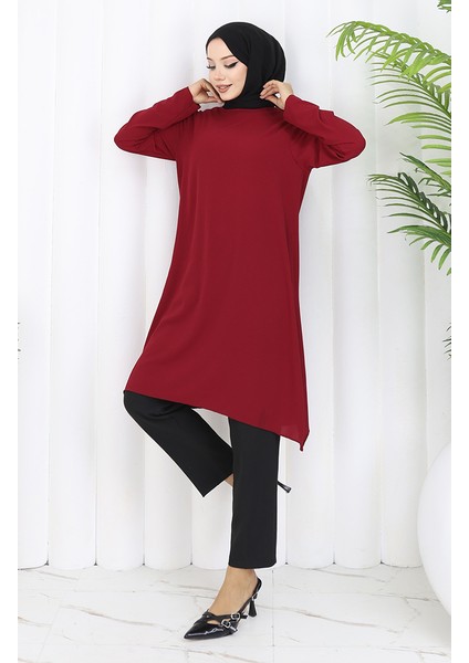 Asimetrik Prenses Tunik 4101-03 Bordo fiyatları