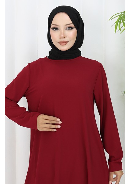 Asimetrik Prenses Tunik 4101-03 Bordo modelleri