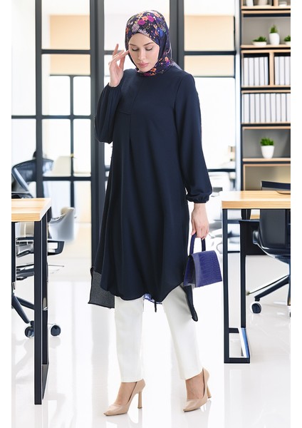 Çerçeve Detaylı Uzun Tunik 4105-07 Lacivert fiyatları