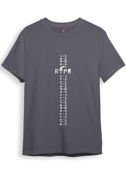 Türkiye Türk Yazısı ve Göktürk Alfabesi Sembolleri Ay Yıldız ve Hilal Baskılı Regular Fit T-Shirt