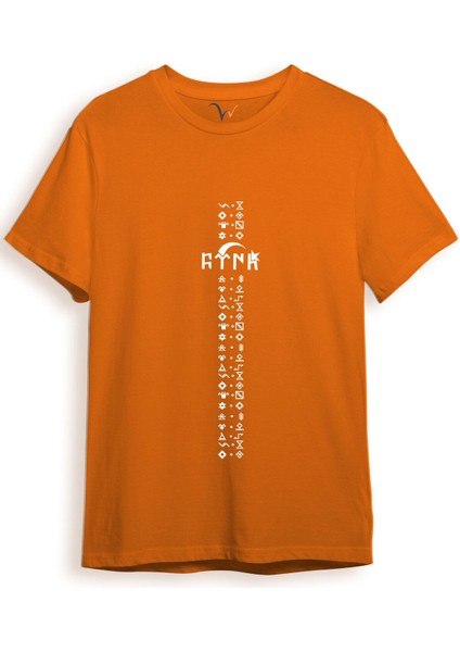 Türkiye Türk Yazısı ve Göktürk Alfabesi Sembolleri Ay Yıldız ve Hilal Baskılı Regular Fit T-Shirt