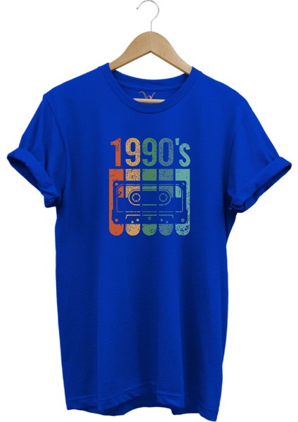 Vintage Retro 1990'S Baskılı Kaset %100 Pamuk Regular Fit Bisiklet Yaka T-Shirt