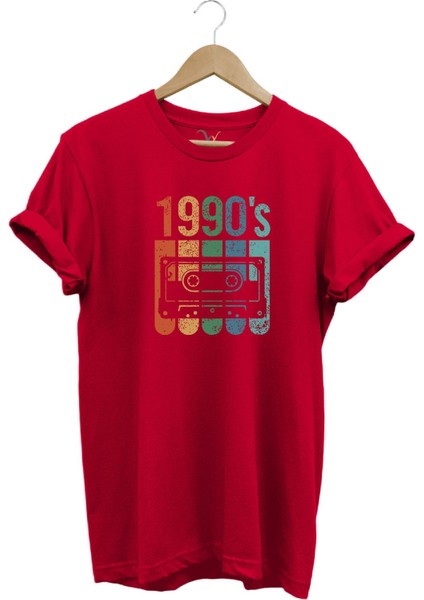 Vintage Retro 1990'S Baskılı Kaset %100 Pamuk Regular Fit Bisiklet Yaka T-Shirt