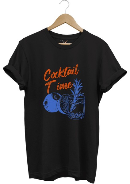 Cocktail Time Tasarım Baskılı Y2K Old Money %100 Pamuk Regular Fit Bisiklet Yaka Premium T-Shirt