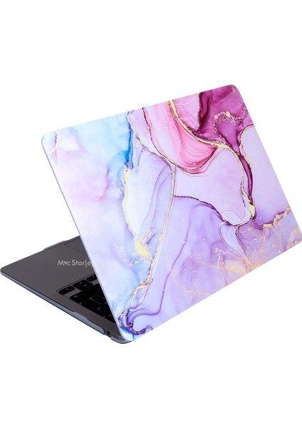 Macbook Air M1 Kılıf 13 Inç MARBLE15NL (Touchıd'li M1 Air) A2337 A2179 A1932 ile Uyumlu Açık Pembe