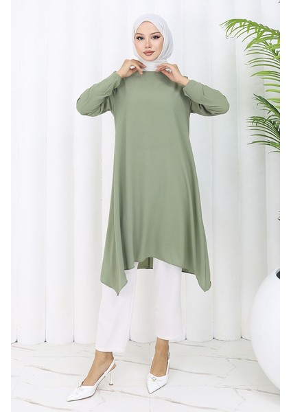 Asimetrik Prenses Tunik 4101-06 Haki