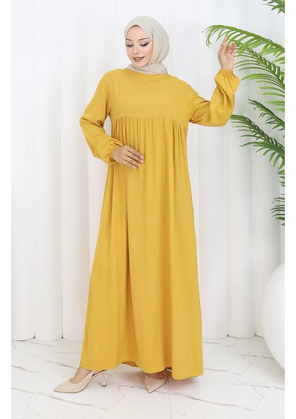Belden Büzgülü Elbise 4102-04 Sarı fiyatları