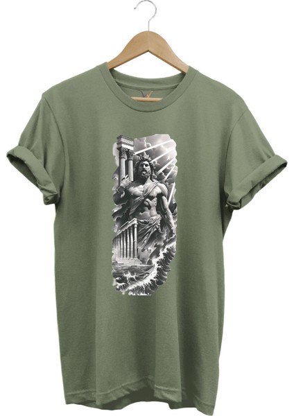 Yunan Mitolojisi Parthenon Zeus Baskılı Minimal Regular Fit %100 Pamuk T-Shirt