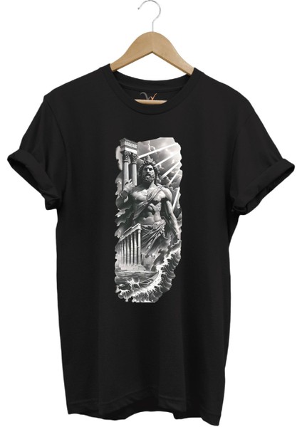 Yunan Mitolojisi Parthenon Zeus Baskılı Minimal Regular Fit %100 Pamuk T-Shirt
