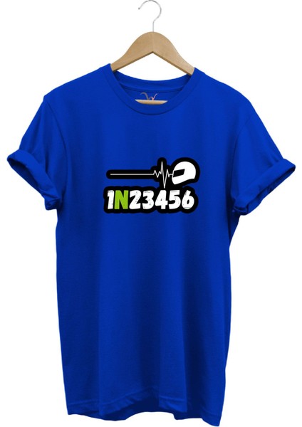 Motorsiklet Vites Geçişleri ve Kask Kalp Ritmi %100 Pamuk Regular Fit T-Shirt