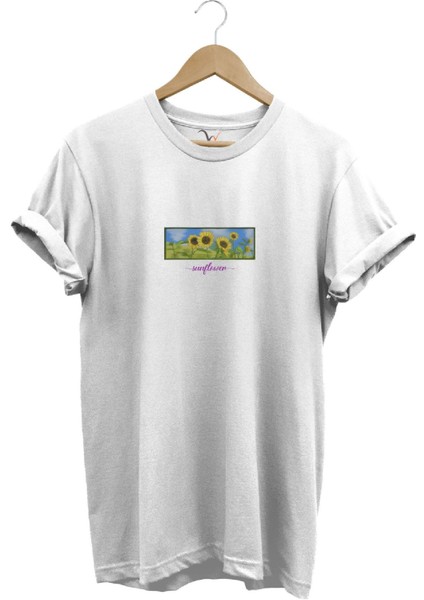Sunflower Ayçiçeği Minimal Doğa Baskılı Regular Fit %100 Pamuk T-Shirt