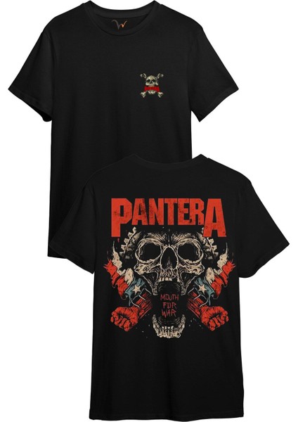 Müzik Grubu Pantera Göğüs ve Sırt Baskılı Mouth For War Regular Fit %100 Pamuk T-Shirt
