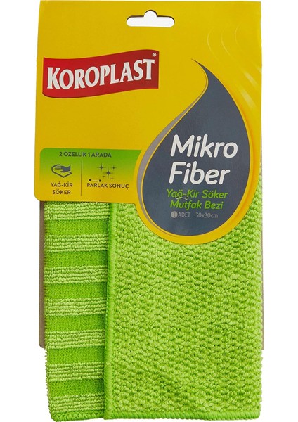 Mikrofiber Yağ & Kir Sökücü Mutfak Bezi Tekli, Çift Taraflı Hızlı Kuruyan Mikrofiber Mutfak Temizlik Bezi 30X30 Cm, Tüy ve Çizik Bırakmayan Ev, Ocak ve Fırın Için Yağ ve Kir Sökücü Tasarım