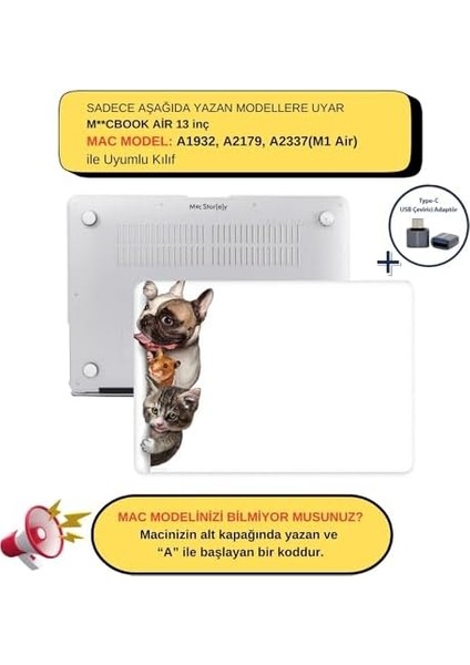 Macbook Air M1 Kılıf 13INÇ ANIMAL01NL (Touchıd'li M1 Air) A2337 A2179 A1932 ile Uyumlu R-274 fiyatları