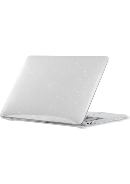 Macbook Pro Kılıf 16INÇ M1-M2-M3-M4 Simli Kristal Star (Touchbarsız 16.2" Pro) A2485 A2780 A2991 A3403 A3186 ile Uyumlu Şeffaf
