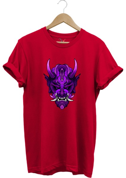 Anime Mor Kuru Kafa Baskılı %100 Pamuk Regular Fit Bisiklet Yaka T-Shirt