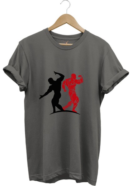 Sporcu Fitness Baskılı Gymregular Fit %100 Pamuk Bisiklet Yaka Premium Tişört