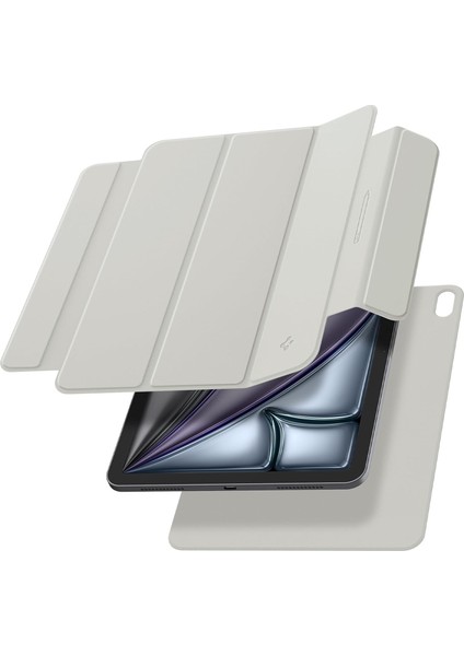 iPad Air 13" M3 (2025) / M2 (2024) Kılıf Air Skin Folio Onetap Metal Ring Magfit Gray - ACS08492