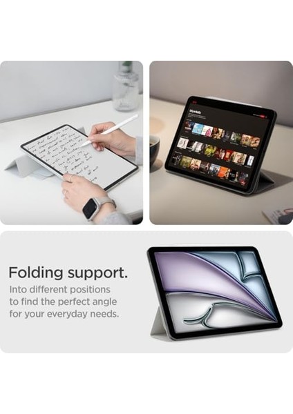 iPad Air 13" M3 (2025) / M2 (2024) Kılıf Air Skin Folio Onetap Metal Ring Magfit Gray - ACS08492 modelleri