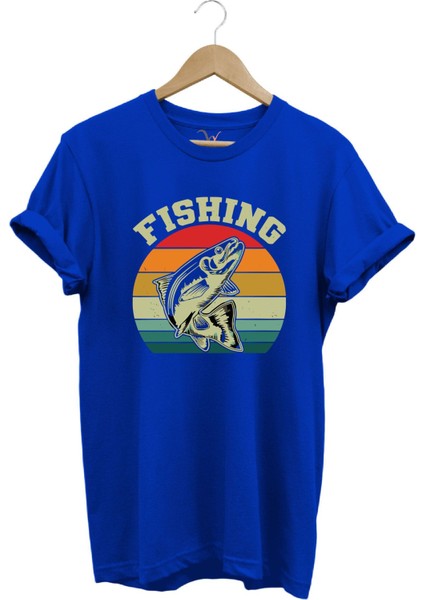 Fishing Balıkçı Yazılı Yazlık Regular Fit %100 Pamuk T-Shirt