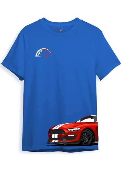 Araba Yan Detaylı Hız Limiti Baskılı Regular Fit %100 Pamuk T-Shirt