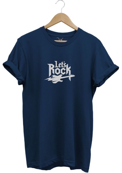 Lets Rock Elektro Gitar Baskılı Festival %100 Pamuk Regular Fit Bisiklet Yaka T-Shirt