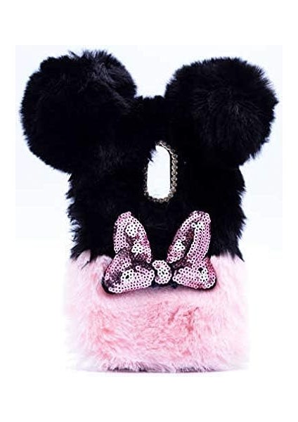 K6 Note Uyumlu Kelebek Desenli Tüylü Yumuşak Peluş Kılıf (Pembe)