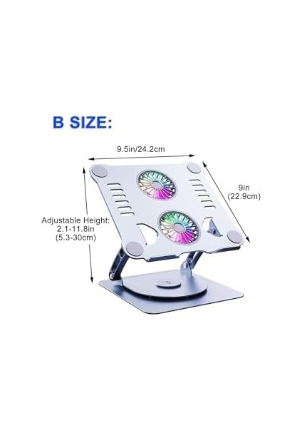 Yükseklik Dizüstü Bilgisayar Soğutma Standı, Ergonomik Alüminyum, 10-15 Inç, Çift Fanlı fiyatları