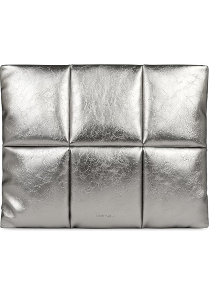 Puffy Dizüstü Bilgisayar Kılıfı 13 Inç 14 Inç, Kadınlar Için Puffer Laptop Taşıma Çantası, MacBook Air M3 2024 M2 M1 ile Uyumlu Yastık Kılıfı, MacBook Pro 13'ü 14 Inç, Pu Deri Kapak, Gümüş