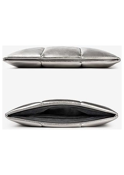 Puffy Dizüstü Bilgisayar Kılıfı 13 Inç 14 Inç, Kadınlar Için Puffer Laptop Taşıma Çantası, MacBook Air M3 2024 M2 M1 ile Uyumlu Yastık Kılıfı, MacBook Pro 13'ü 14 Inç, Pu Deri Kapak, Gümüş modelleri