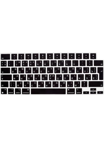 Rusça Klavye Macbook Air-Pro Koruyucu (Touchbarsız) A2681 A3113, A2941 A3114, A2442 A2779 A2992 A2918, A2485 A2780 A2991 ile Uyumlu Siyah