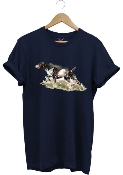 Doğa Kurzhaar Köpek Tema Baskılı %100 Pamuk Tişört