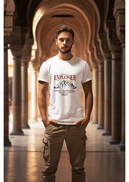 Mountain Explorer Dağcı Gezgin-Araştırmacı Regular Fit %100 Pamuk Bisiklet Yaka T-Shirt