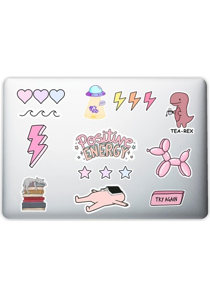 Aksesuar Pink Pembe Temalı Laptop Notebook Tablet Telefon Sticker Set 004