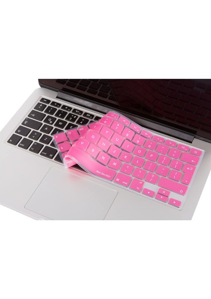 Macbook Klavye Koruyucu Air Pro (Uk-Eu Ingilizce) (Eski Usb'li Model 2008/2017) ile Uyumlu Açık Pembe