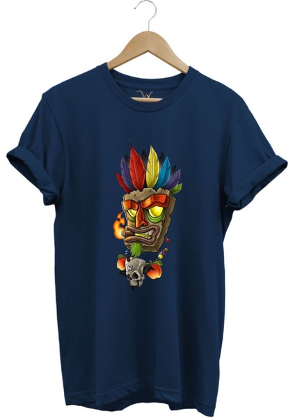 Grafiti Desenli Kızılderili Baskılı Dövme Temalı Regular Fit %100 Pamuk T-Shirt