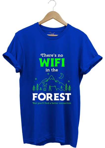 Outdoor Doğa Kamp No Wifi Tasarım Baskılı %100 Pamuk Regular Fit T-Shirt fiyatları