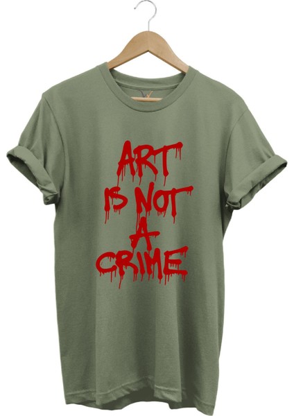 Sanat Suç Değildir Tasarım Baskılı Regular Fit %100 Pamuk Bisiklet Yaka Premium Tişört