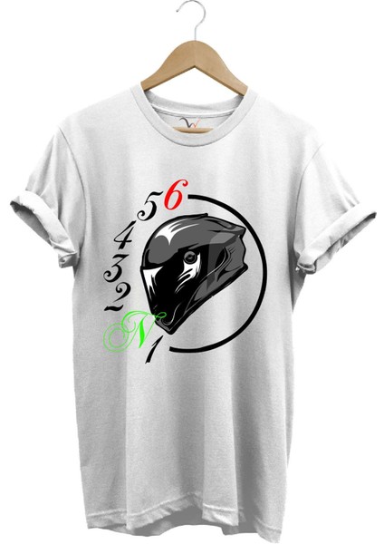 Motorcu Motorsiklet Vites Geçişleri ve Kask Tasarımlı 1N23456 %100 Pamuk Regular Fit T-Shirt fiyatları