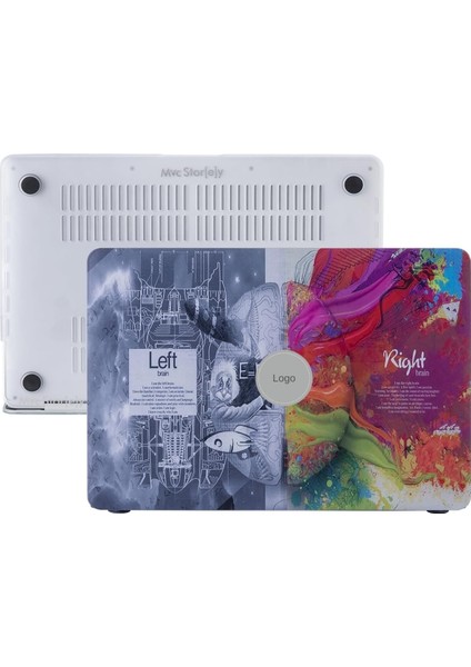 Macbook Air Kılıf 13 Inç Beyin Desenli Brain (Eski Usb'li Model 2010-2017) A1369 A1466 ile Uyumlu Gri